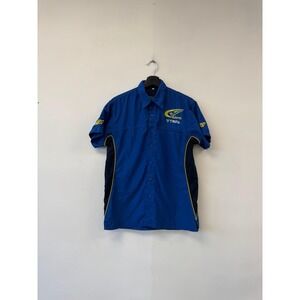 Subaru‎ World Rally Team Shirt Mens Medium Blue Button Front Racing Tein Logo